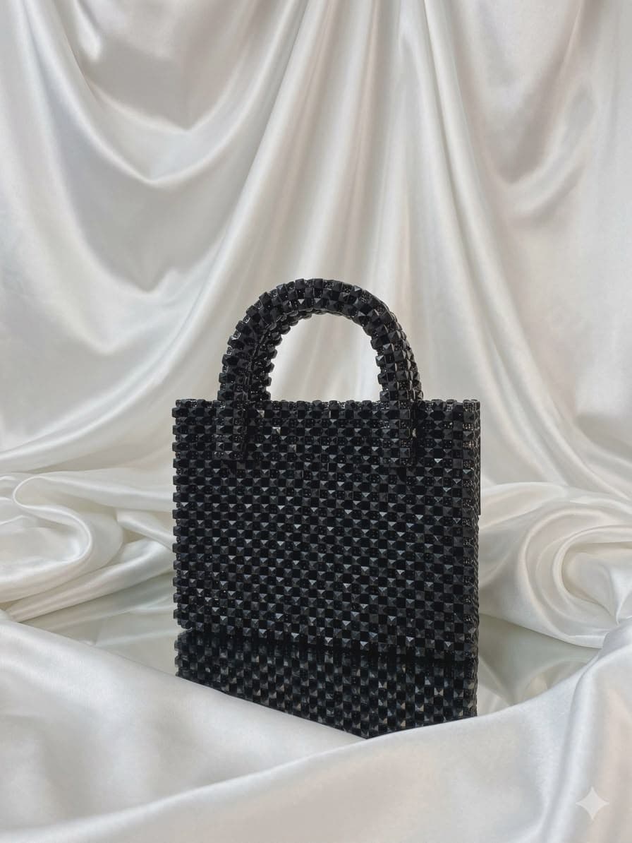 Sac Couffin Perles Noires
