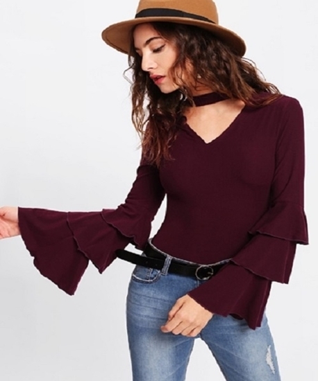 Picture of Choker Neck Layered Sleeve sweater